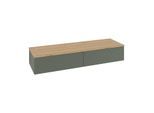 Villeroy und Boch Antao Sideboard L42101HL mit Beleuchtung, 2 Auszüge, 1600 x 268 x 500 mm, Front mit Struktur, Leaf Green Matt Lacquer / Honey Oak
