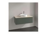 Villeroy und Boch Antao Waschtisch-Unterschrank L31013HL mit Beleuchtung, 1 Auszug, 1000 x 360 x 500 mm, Front ohne Struktur, Leaf Green Matt Lacquer / Botticino