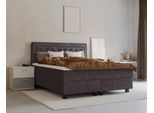 Boxspringbett HOME AFFAIRE "Jeanne", grau (anthrazit), B:141cm L:208cm, 100% Polyester, Komplettbetten, Boxspringbett, inkl. Topper mit Taschen-Federkernmatratze