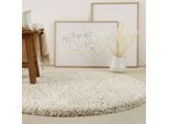 Hochflor-Teppich HOMIE LIVING "Matteo HL-0961", beige (beige, beige), H:50mm Ø:200cm, Polyester, Teppiche, 100% recyceltem PET, Langflor, Shaggy, Wohnzimmer