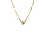 Kette mit Anhänger LYOMI "585/- Gelbgold Blüte synth. Diam 0,10ct.", gold (gelb), Halsketten, Damen, 42,0cm, 0,1, Gold, L: 42 B: 5,5mm, glänzend, B:5,5mm