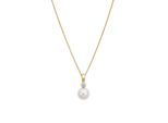 Kette mit Anhänger LYOMI "585/- Gelbgold synth. Diam. 0,10ct. Perle", gelb, Halsketten, Damen, 45,0cm, 0,1, Gold, L: 45 B: 9mm, glänzend, B:9mm