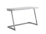 WOHNLING Schreibtisch 120x55x76 cm Hochglanz Weiß / Silber mit Metallbeine