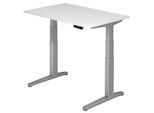 HAMMERBACHER VXBHM12/W/SS elektrisch höhenverstellbarer Schreibtisch 65,0 - 130,0 cm - elektrisch weiß / silber