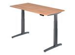 HAMMERBACHER VXBHM16/N/GG elektrisch höhenverstellbarer Schreibtisch 65,0 - 130,0 cm - elektrisch nussbaum / grafit