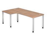 HAMMERBACHER VQS82/N/S höhenverstellbarer Schreibtisch 68,5 - 81 cm nussbaum / silber