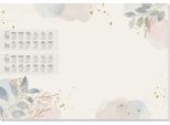 Sigel Papier-Schreibunterlage, Blätter‑Motiv, gold/rosé/blau, ca. A2, Kalender 2026/2027, DE/EN/FR/NL, 30 Blatt