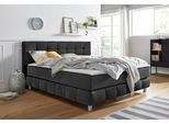 Boxspringbett HOME AFFAIRE "Salo XXL", grau (anthrazit), B:214cm L:231cm, Komplettbetten, Boxspringbett, in Samtoptik oder Struktur, 6 Breiten in Überlänge 220cm, 4 Härtegrade