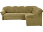 Ecksofa DOMO COLLECTION "Papenburg B/T/H: 242/190/84 cm L-Form", grün (grün, gelb), B:242cm H:84cm T:190cm, Struktur ( 90% Polyester, 10% Polyacryl);Microfaser PRIMABELLE (100% Polyester);Kunstleder SOFTLUX;Luxus-Microfaser (100% Polyester), Sofas, Ecksofa, wahlweise mit Bettfunktion, Langer Schenkel links oder rechts