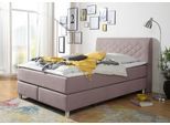Boxspringbett HOME AFFAIRE "Parla", rosa (flamingo, rose), L:218cm, 100% Polyester, Komplettbetten, Boxspringbett, incl. Topper, 4 Farben in 4 Breiten, 2 Härtegraden, 3 Matratzenarten