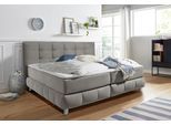 Boxspringbett HOME AFFAIRE "Salo", grau (hellgrau), B:174cm L:211cm, Struktur (100% Polyester);Bezug der Spiegelfläche Matratzendrell aus 100% Polyester;Samtoptik (100% Polyester), Komplettbetten, Boxspringbett, incl. Topper, 6 Breiten, 2 Härtegrade, TFK auch in Härtegrad 4