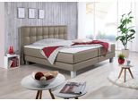 Boxspringbett HOME AFFAIRE "Tavira", grau (taupe), B:107cm L:208cm, Komplettbetten, Boxspringbett, in 4 Breiten, 4 Farben und 3 Matratzenarten, incl. Topper