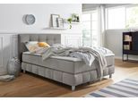 Boxspringbett HOME AFFAIRE "Salo", grau (hellgrau), B:134cm L:211cm, Struktur (100% Polyester);Bezug der Spiegelfläche Matratzendrell aus 100% Polyester;Samtoptik (100% Polyester), Komplettbetten, Boxspringbett, incl. Topper, 6 Breiten, 2 Härtegrade, TFK auch in Härtegrad 4