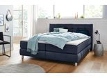 Boxspringbett HOME AFFAIRE "Salo XXL", blau, B:214cm L:231cm, Komplettbetten, Boxspringbett, in Samtoptik oder Struktur, 6 Breiten in Überlänge 220cm, 4 Härtegrade
