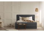 Polsterbett HOME AFFAIRE "Merrit", grau (anthrazit), B:153cm H:124cm L:234cm, Struktur (70% recyceltes Polyester, 30% Polyester), Betten, Polsterbett ohne Bettkasten Polsterbett, Quernaht im Kopf- und Fußteil, in 5 Breiten, auch in 220 cm Länge