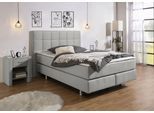 Boxspringbett HOME AFFAIRE "Loomis", grau (hellgrau), B:158cm L:210cm, Komplettbetten, Boxspringbett, inkl. Topper, wahlweise in H2, H3 oder H4 erhältlich