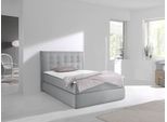 Boxspringbett HOME AFFAIRE "Sagres", grau, B:155cm L:210cm, Feinstruktur(100% Polyester);Bezug der Spiegelfläche Matratzendrell aus 100% Polyester, Komplettbetten, Boxspringbett, Kopfteil mit 2farbiger Flatterbiese und zweifarbigen Knöpfen