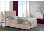 Boxspringbett HOME AFFAIRE "Casano", beige, B:112cm L:215cm, Strukturstoff-Bezug (100% Polyester), Komplettbetten, Boxspringbett, mit feiner Steppung, in 3 Matratzenarten, 2 Härtegraden und 5 Farben