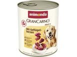 animonda GranCarno Original Nassfutter Hund Adult, Geflügelherzen 12x800 g