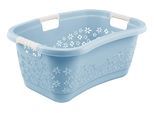 Wäschekorb KEEEPER "lasse, ergonomisch, mit Softgriffen, 65 x 45 x 28 cm, 50 l", blau (nordic blau), B:45cm H:28cm T:65cm, Polypropylen, Wäschesammler, Wäschekorb, hochweritge Wäschewanne mit luftdurchlässigem Dekor
