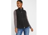 Fleeceweste BONPRIX "Fleece-Weste mit Taschen", Damen, Gr. 48/50 (XL), schwarz, Fleece, Obermaterial: 100% Polyester, unifarben, bequem normal, Westen Fleeceweste, mit Stehkragen