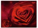 Leinwandbild ARTLAND "Valentinseinladung mit Herzen und Rosen", rot (farbe bild(er): rot), B:60cm H:45cm, Bilder, Leinwandbild, auf Holzrahmen gespannt