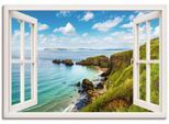 Wandbild ARTLAND "Küstenweg in Nordirland durchs Fenster", grün (farbe bild(er): grün), B:70cm H:50cm, Bilder, Wandbild, als Leinwandbild, Poster in verschied. Grössen