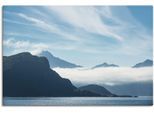 Leinwandbild ARTLAND "Haukland Beach Lofoten", blau (farbe bild(er): blau), B:60cm H:40cm T:1,8cm, Bilder, Leinwandbild, auf Holzrahmen gespannt