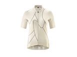 Radtrikot GONSO "Road Jersey Print W", Damen, Gr. 44, grau (hellgrau), 86% Polyester, 14% Elasthan, Rundhals, Trikots Radtrikot, Damen Fahrradtrikot kurzarm, Full-Zip Trikot, Rückentasche, Slim Fit