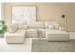 Wohnlandschaft OTTO HOME "FINNLEY U-Form XXL 329 cm - OTTO. Verlässliche Qualität.", beige (creme), B:329cm H:85cm T:195cm, Bezugstoff 100% PES ;Atmungsaktives Gewebe ;Easy Clean ;Gramatur 340g/ qm +/- 5%, Sofas, Wohnlandschaft, Schlafsofa, Bettkasten, in Bouclé, Struktur fein und Mega Cord