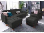 Ecksofa EXXPO - SOFA FASHION "Elio, kompakt, bequem & zeitloses Design, Breite 217cm, L-Form", blau (mystik), B:217cm H:84cm T:157cm, Luxus-Kunstleder;NaturLEDER (echtes Rindsleder) in Sitz und Rücken. Korpus in passendem Kunstleder SOFTLUX bezogen, Sofas, Ecksofa, wahlweise mit Bettfunktion