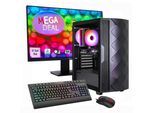 GAMEMAX Gaming-PC-Komplettsystem "MegaDeal Diamond BK 2696 AMD Ryzen 5 5500 RTX 5050 16 GB 1TB SSD", Energieeffizienz: E (A-G), schwarz, Microsoft Windows 11 Home (64 Bit), 16 GB RAM 1.000 GB SSD, Computer_Komplettsysteme, Windows 11 + MSI PRO MP273A Monitor, 69cm (27")