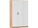 Mehrzweckschrank RAUCH "Garderobe Kleiderschrank Schrank Schuhschrank Putzschrank MINOSA", eiche artisan, alpinweiß, griffe graumetallic, B:136cm H:197cm T:41cm, Holzwerkstoff, Schränke, Mehrzweckschrank, In 4 Breiten mit vielen Einlegeböden für viel Stauraum MADE IN GERMANY
