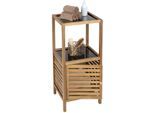 Badregal WENKO "Fondi", braun, B:39,5cm H:86cm T:35,5cm, Massivholz, Sicherheitsglas, Regale, Badregal, Regal für Haushalt und Badezimmer, Akazienholz mit Glasböden