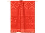 Handtuch PAD "HARLEM, 50x100 cm", orange (rust), B:50cm L:100cm, Frottee, Frottee, Handtücher, Made in Europe, Ton in Ton gestreift, mit Ornamenten, mit Fransen