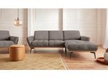 Ecksofa EXXPO - SOFA FASHION "Palic, inkl. Rückenverstellung, bequem, elegant, Breite 245cm, L-Form", weiß (salz, pfeffer), B:245cm H:87cm T:185cm, Webstoff Premium: 67% Polyester, 33% Baumwolle;Webstoff: 100% Polyester;Velours: 100% Polyester, Sofas, Ecksofa, vom Sofa zum Hochlehner. Hohe Füße und Holzblende als Designmerkmal