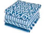 Badetuch PAD "FAMILY, 70x140 cm", blau, B:70cm L:140cm, Frottee, Frottee, Handtücher, Badetuch, Made in Europe, verschiedene Muster in einem Set, mit Fransen