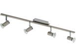 EGLO Deckenleuchte "Rottelo Deckenlampe, Metall, GU10, Deckenstrahler, Furlampe, Lampe", silberfarben, 4, 1 Stk., Leuchten, Spot - L78 x B7 cm - nickel-matt, chrom - 4X4,6W inkl., Deckenleuchte
