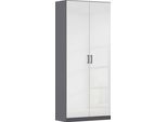 Mehrzweckschrank RAUCH "Garderobe Kleiderschrank Schrank Schuhschrank Putzschrank MINOSA", graumetallic, hochglanz weiß, griffe graumetallic, B:91cm H:210cm T:41cm, Holzwerkstoff, Schränke, Mehrzweckschrank, In 4 Breiten mit vielen Einlegeböden für viel Stauraum MADE IN GERMANY