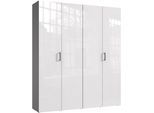 Kleiderschrank WIMEX "Mugano,in 3 Breiten, 2 Tiefen, viele Farben, Made in Germany", weiß (front hochglanz lack weiß, korpus grafit, griffe schwarz), B:160cm H:185cm T:40cm, Holzwerkstoff, Schränke, Kleiderschrank, mit kurzen Griffen aus Metall