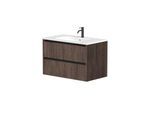 Waschtisch WELLTIME "City, Badmöbel, Badkommode, Badschrank, in verschiedenen Breiten", braun (braun oak), B:81cm H:50cm T:46cm, Waschtische, Waschtisch, mit Soft-Close-Funktion, inklusive Waschbecken, FSC zertifiziert