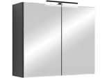 Spiegelschrank BYLIVING "Serie Spree, in vielen Breiten erhältlich", anthrazit, B:70cm H:60cm T:15cm, FSC-zertifizierter Holzwerkstoff, Schränke, Spiegelschrank, Soft-Close, LED Beleuchtung mit Schalter- und Steckdosenbox