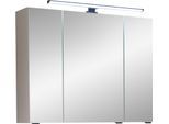 Badezimmerspiegelschrank SAPHIR "Quickset 500, 3 Türen, 80cm breit, LED-Aufsatzleuchte", kaschmir, B:80cm H:64cm T:20cm, Schränke, inkl. Schalter und Steckdose
