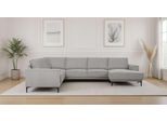 Wohnlandschaft OTTO HOME "OLAND U-Form, XXL, B: 342 cm, Skandi-Design", grau (light grau), B:342cm H:85cm T:260cm, 92%PES 8%NY, Sofas, Wohnlandschaft, Skandi-Design in Struktur, Flachgewebe, Luxus-Microfaser, Boucle