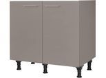 Spülenschrank NOBILIA "Laser", vormontiert, mit höhenverstellbaren Sockelfüßen", beige (front: taupegrau, korpus: taupegrau), B:90cm H:87cm T:58,3cm, Schränke, Spülenschrank, Breite 90 cm