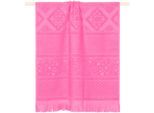 Strandtuch PAD "HARLEM", pink, B:100cm L:180cm, Frottee, Frottee, Handtücher, Made in Europe, Ton in Ton gestreift, mit Ornamenten, mit Fransen
