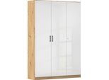 Mehrzweckschrank RAUCH "Garderobe Kleiderschrank Schrank Schuhschrank Putzschrank MINOSA", eiche artisan, hochglanz weiß, griffe graumetallic, B:136cm H:197cm T:41cm, Holzwerkstoff, Schränke, Mehrzweckschrank, In 4 Breiten mit vielen Einlegeböden für viel Stauraum MADE IN GERMANY