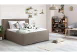 Polsterbett HOME AFFAIRE "Dalina", beige, B:191cm H:124cm L:227cm, Struktur (100% Polyester), Betten, Polsterbett, geradliniges Kopfteil, in 5 Breiten, auch in 220cm Länge