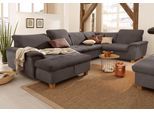 Wohnlandschaft HOME AFFAIRE "Lyla U-Form", grau, B:352cm H:81cm T:214cm, Feinstruktur weich (100% Polyester);Luxus-Microfaser Lederoptik (100% Polyester);Microfaser PRIMABELLE (100% Polyester), Sofas, Wohnlandschaft, wahlweise mit Rückenfunktion und zusätzlich mit Bett + Bettkasten