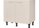 Spülenschrank NOBILIA "Laser", vormontiert, mit höhenverstellbaren Sockelfüßen", beige (front: sand, korpus: sand), B:90cm H:87cm T:58,3cm, Schränke, Spülenschrank, Breite 90 cm